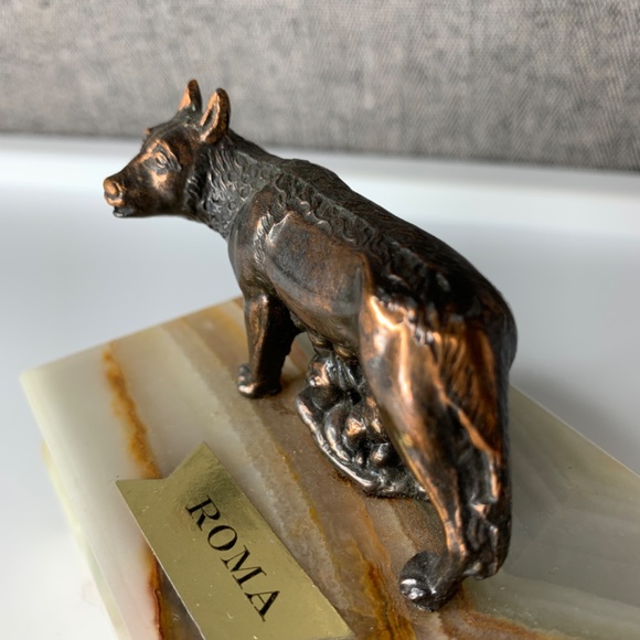 Alabaster Marble Brass Rome Romulus Trinket Jewelry Box - Picture 4 of 8